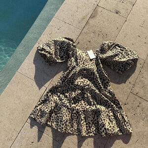 Faithfull The Brand Eryn Mini Vacation Dress Shamari Animal Print Size S